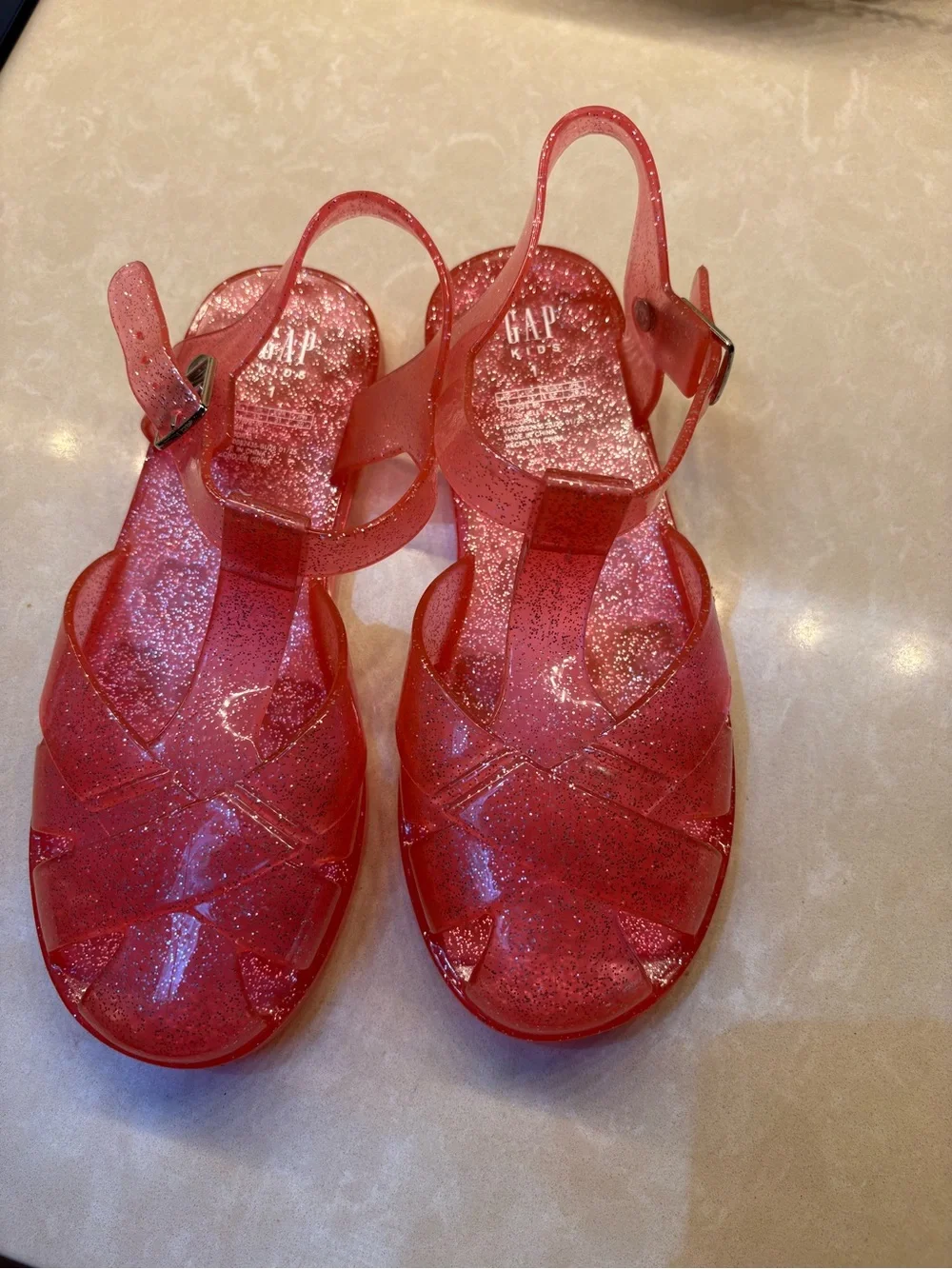 GAP Kids Red Glitter Jelly Sandals